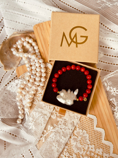 Natural Coral - Unique Natural Pearl Bracelet