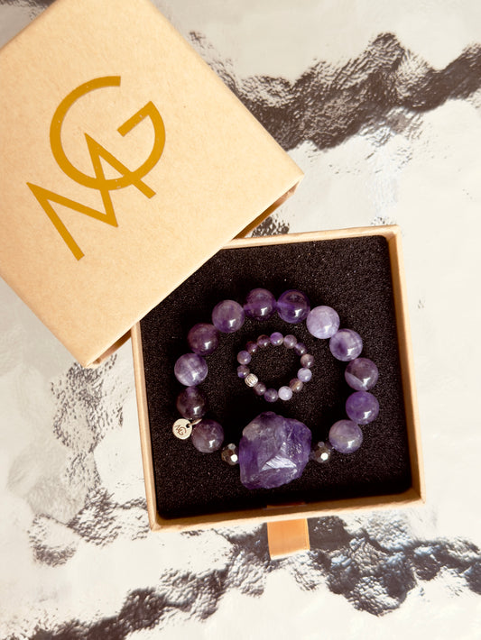 Amethyst Bracelet + Ring Set