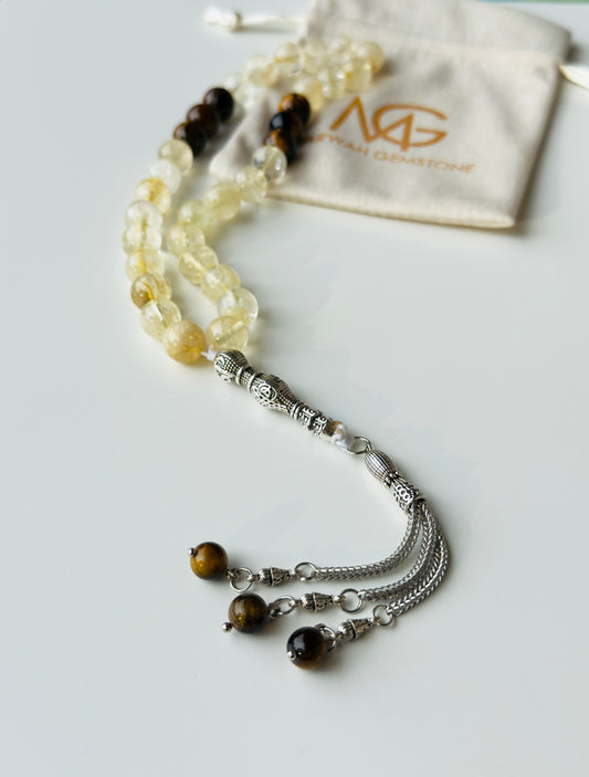 33-Bead Citrine - Tiger Eye Misbaha