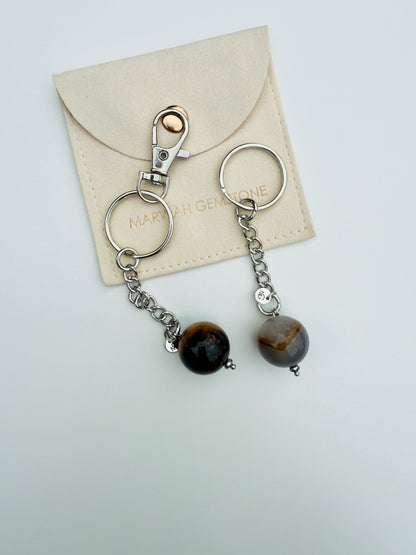 Grey Agate - Tiger Eye Keychains