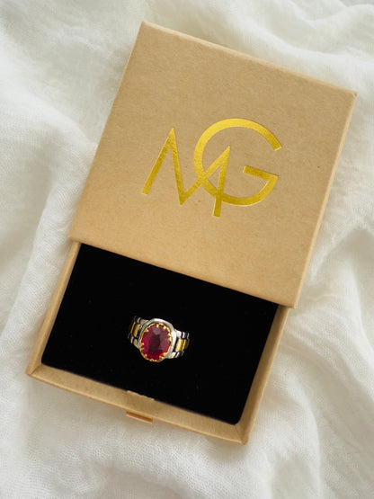 Men's Design Ruby Ring Stirling Silver