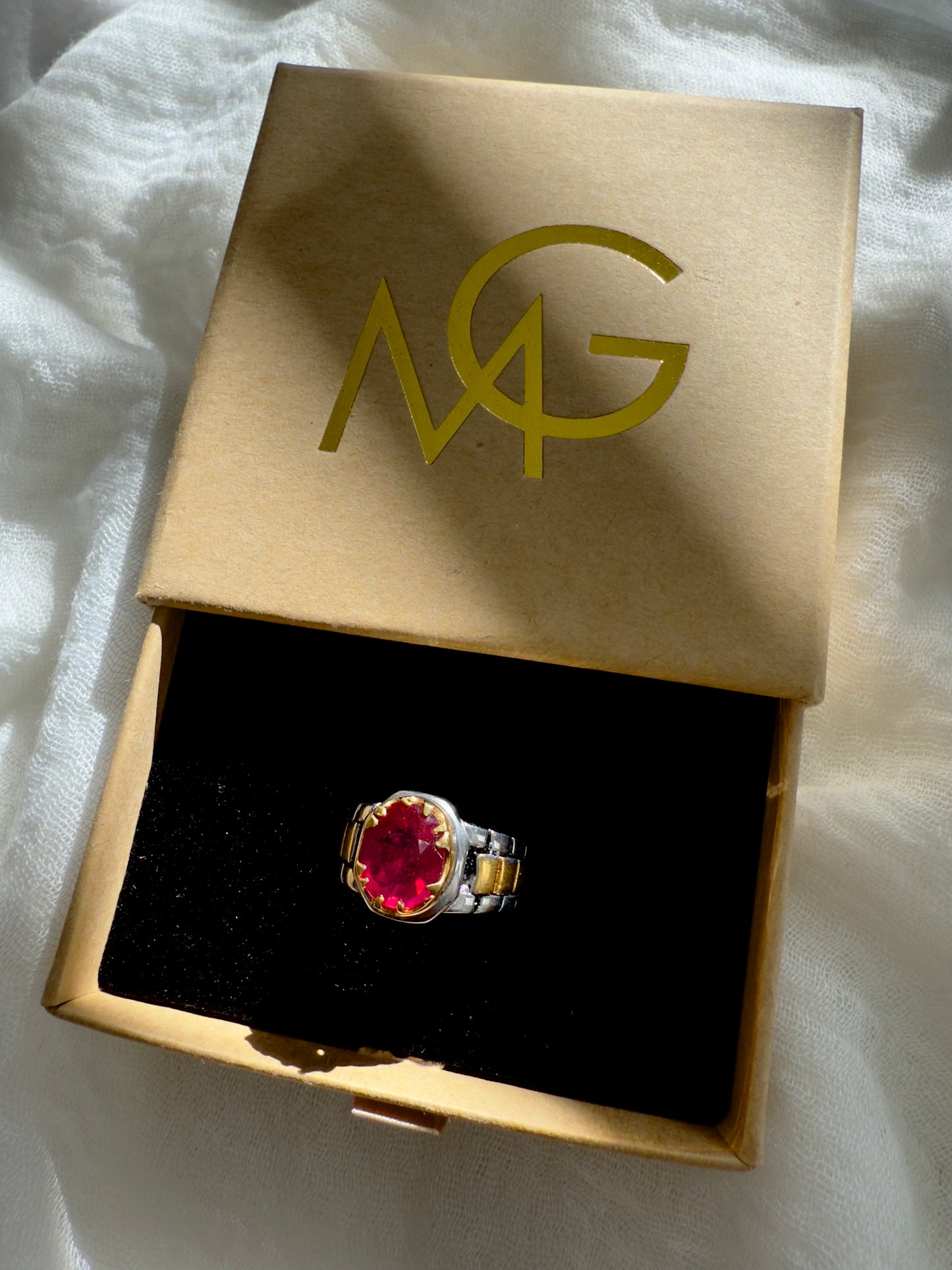 Men's Design Ruby Ring Stirling Silver