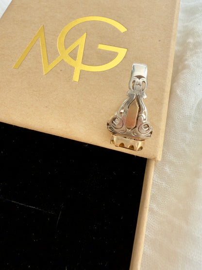 Men's Design Citrine Ring Stirling Silver W/ Plated Gold