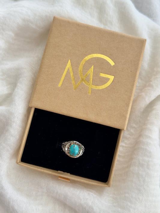 Handmade Men's Design Turquoise Ring Stirling Silver