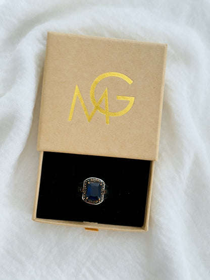 Handmade Men's Design Blue Crystal Ring Stirling Silver