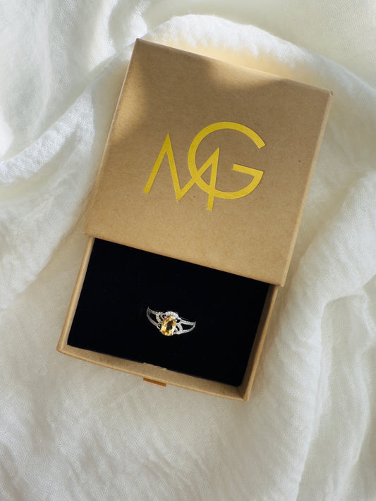 Woman's Design Citrine Ring Stirling Silver