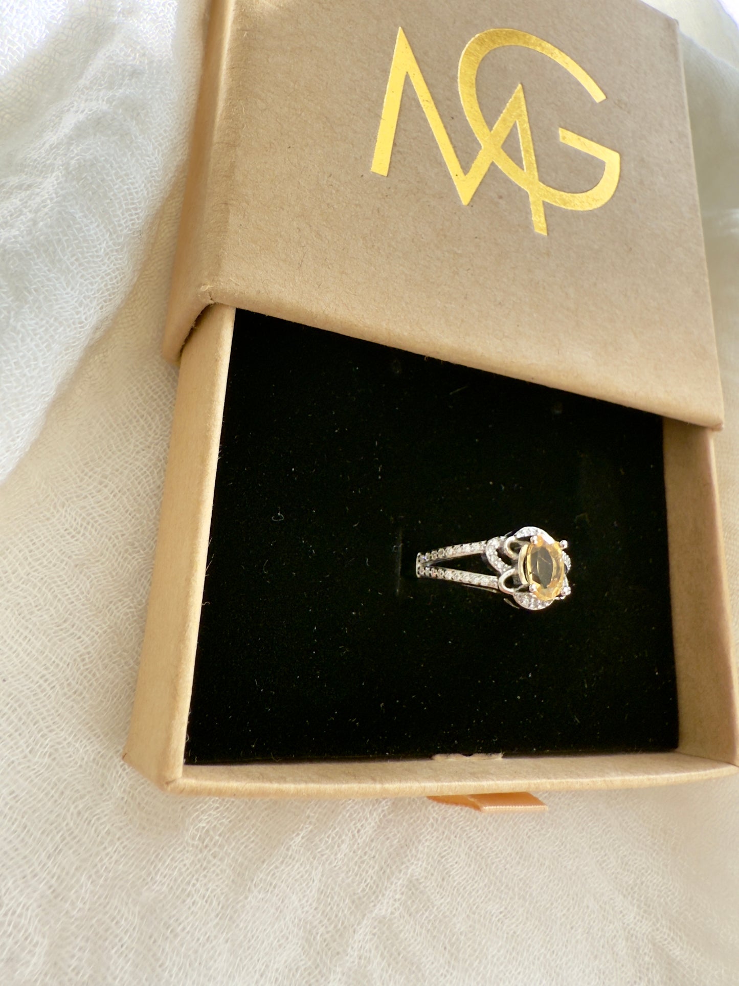 Woman's Design Citrine Ring Stirling Silver