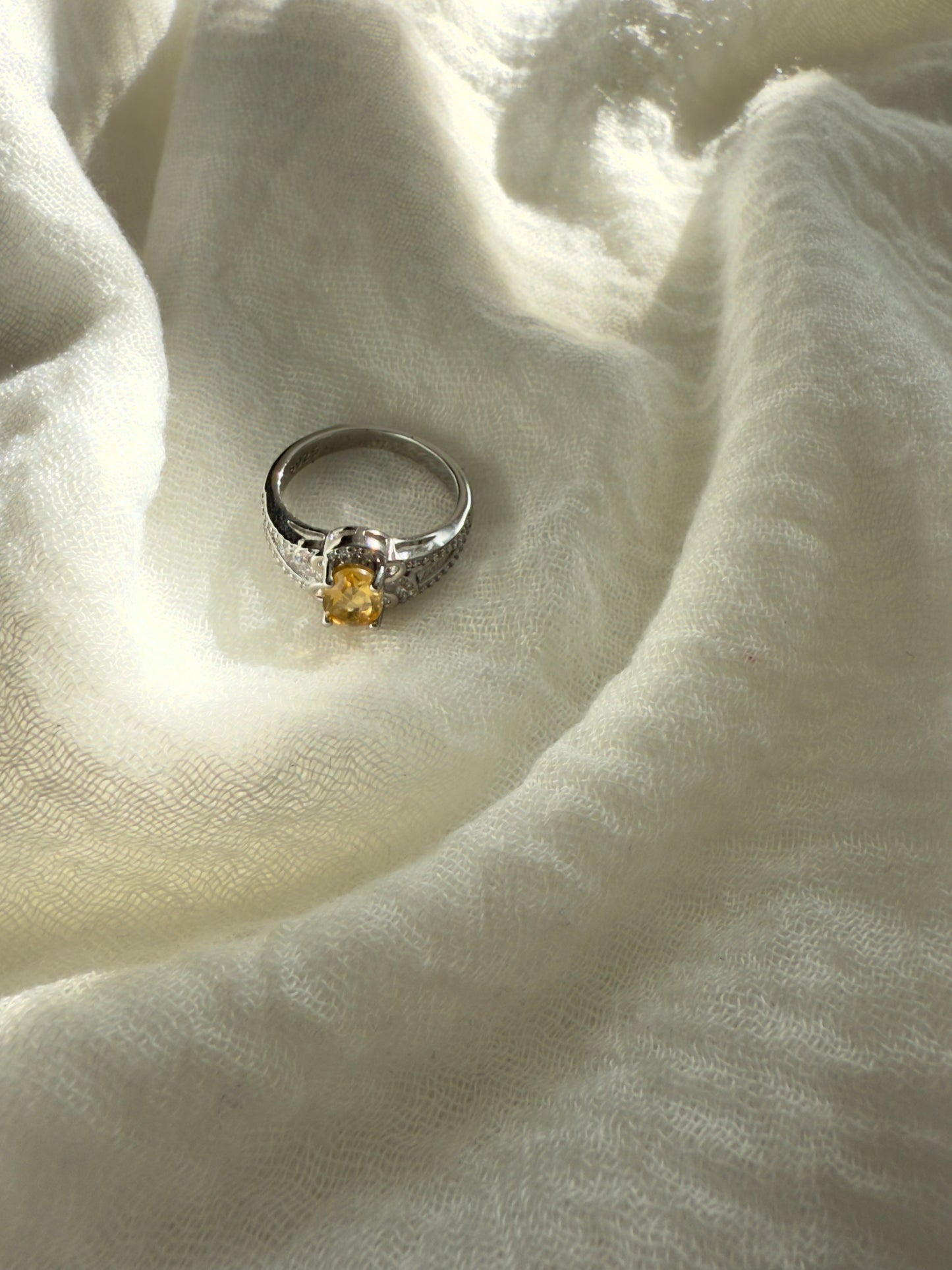 Woman's Design Citrine Ring Stirling Silver