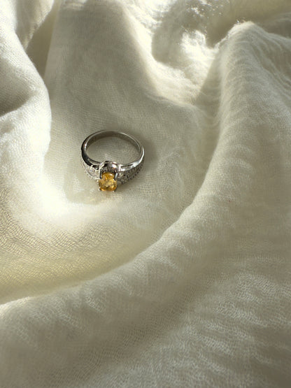Woman's Design Citrine Ring Stirling Silver