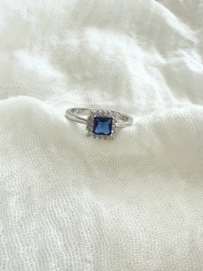 **Sold Out** Woman's Design Blue Crystal Ring Stirling Silver and Zircon
