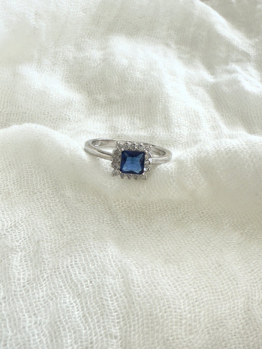 **Sold Out** Woman's Design Blue Crystal Ring Stirling Silver and Zircon