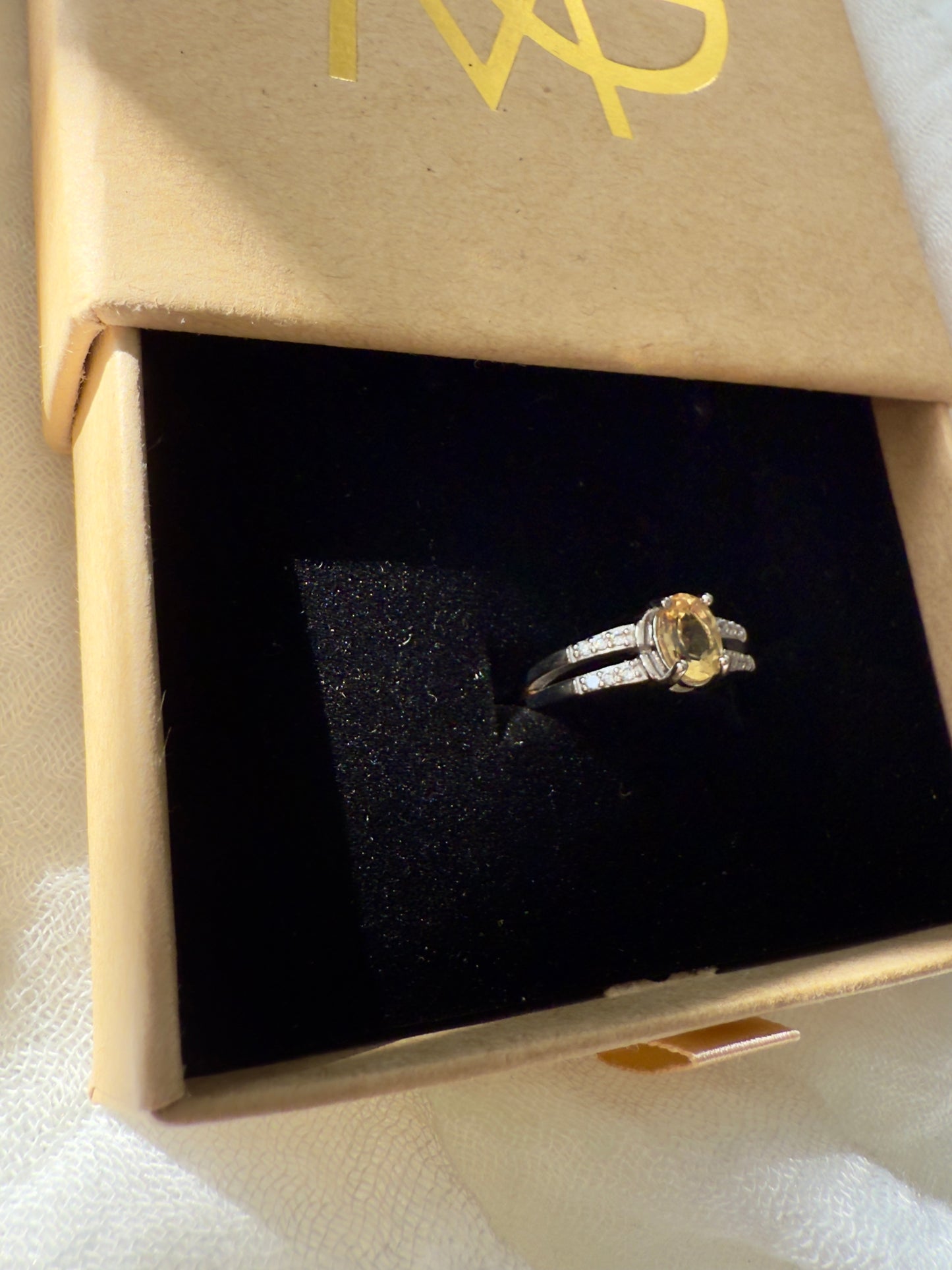 Woman's Design Citrine Ring Silver Stirling