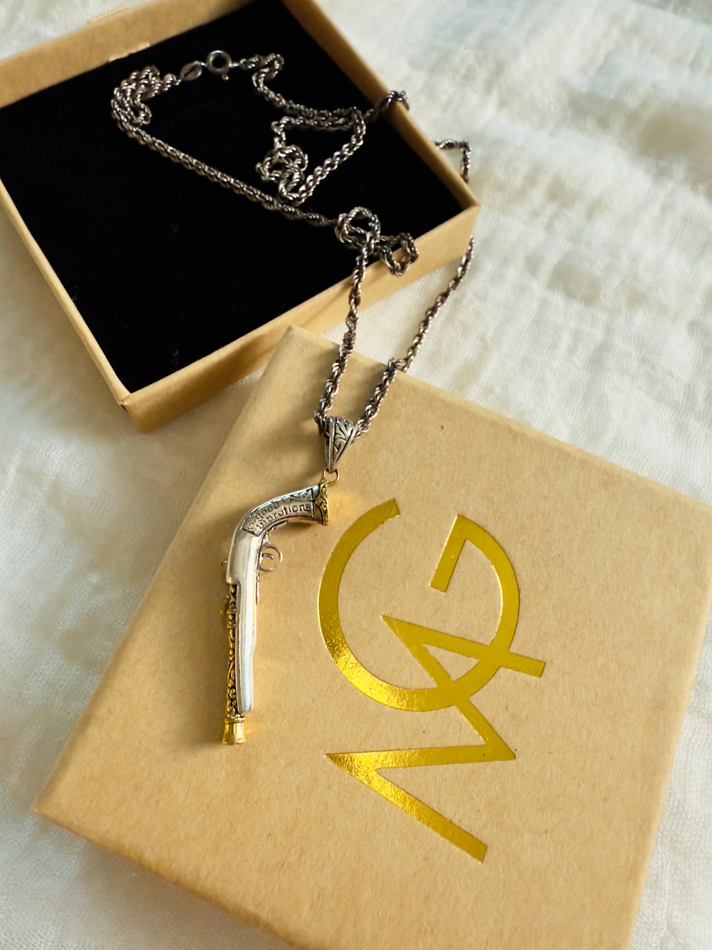 Stirling Silver and Plated Gold Hunter's Gunn Necklace