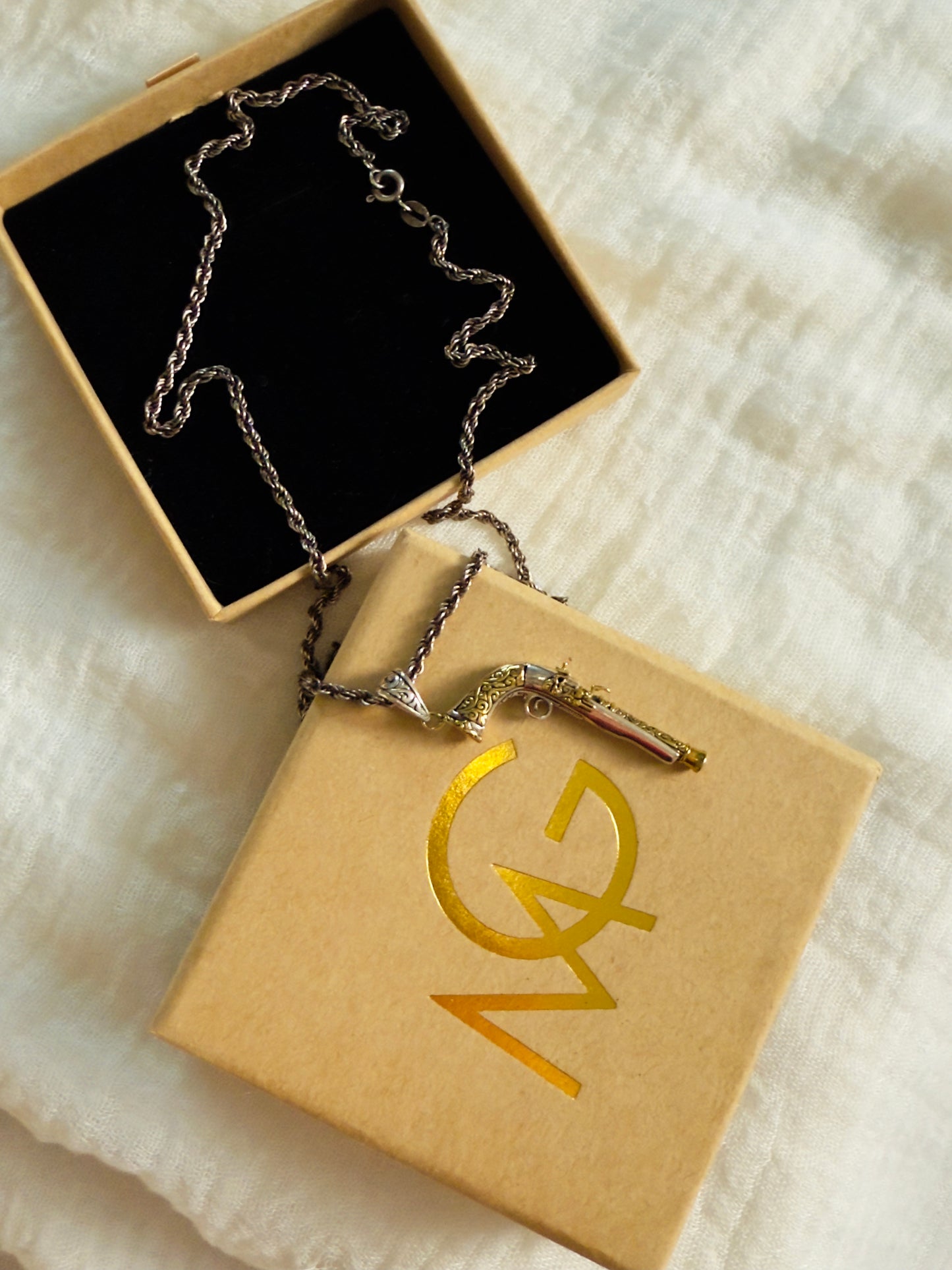 Stirling Silver and Plated Gold Hunter's Gunn Necklace