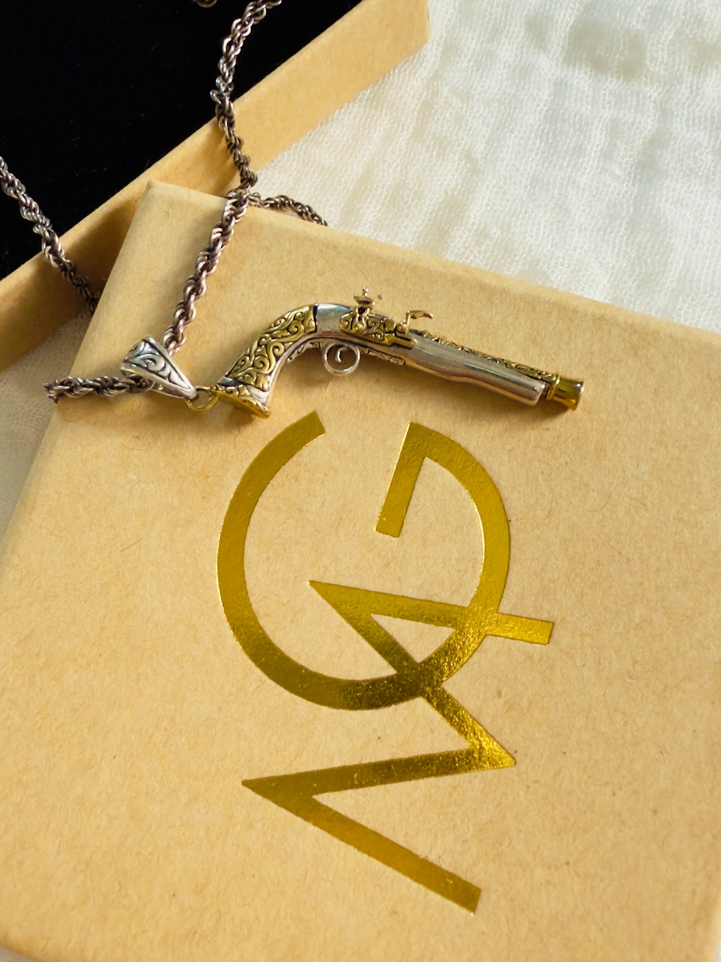 Stirling Silver and Plated Gold Hunter's Gunn Necklace