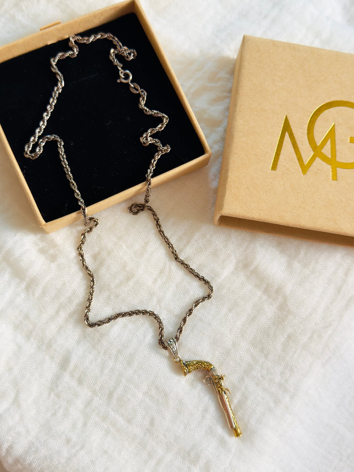 Stirling Silver and Plated Gold Hunter's Gunn Necklace