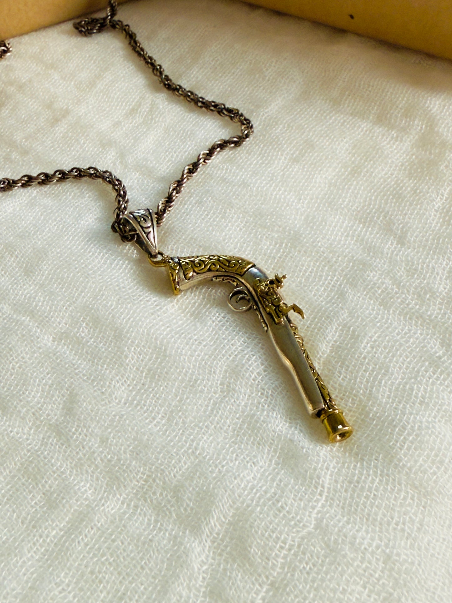 Stirling Silver and Plated Gold Hunter's Gunn Necklace
