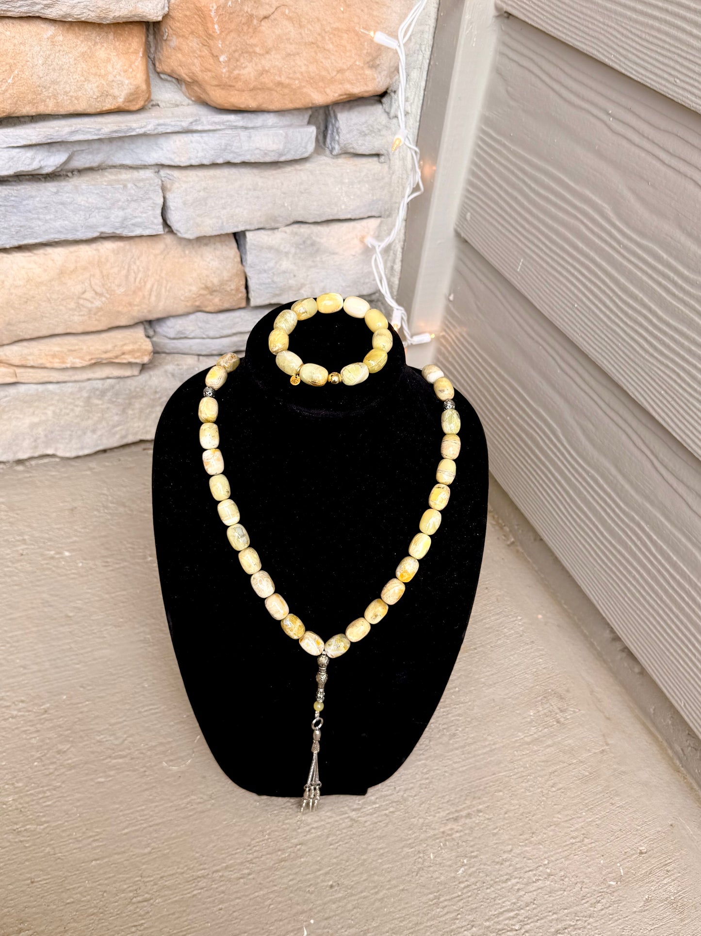 Yellow Agate Bracelet and Misbaha Set