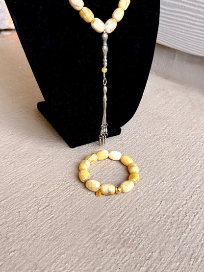 Yellow Agate Bracelet and Misbaha Set