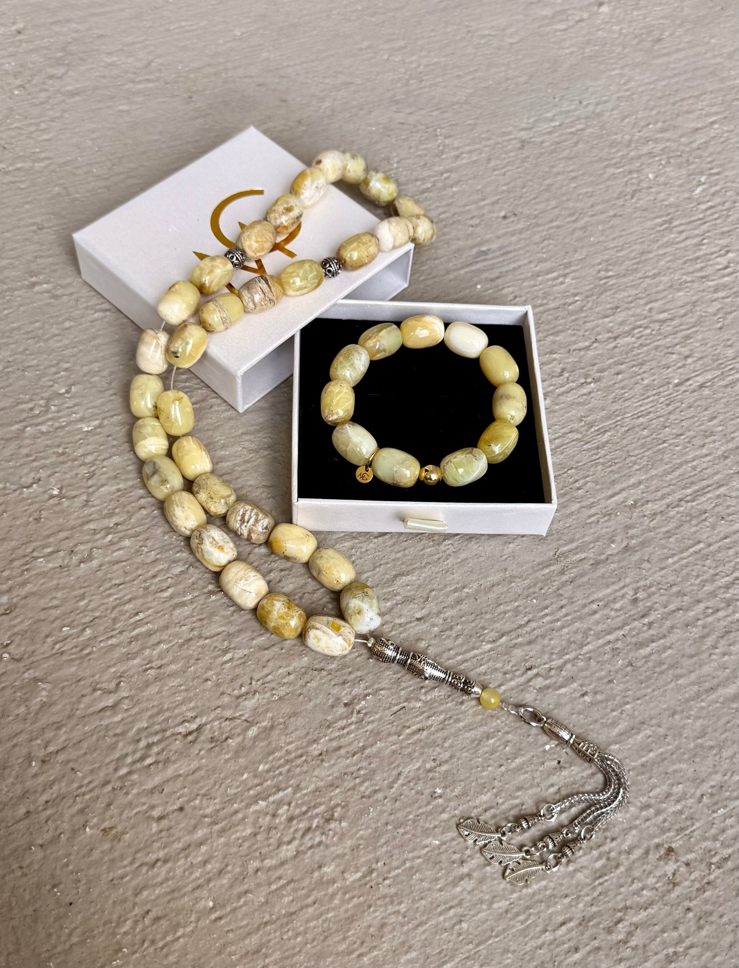 Yellow Agate Bracelet and Misbaha Set