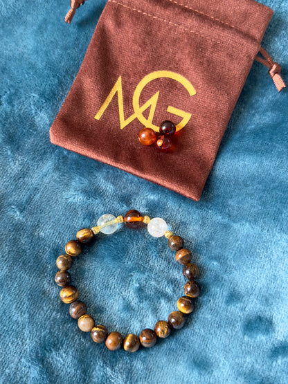 Citrine-Tiger Eye-Amber Bracelet