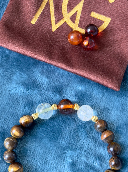 Citrine-Tiger Eye-Amber Bracelet