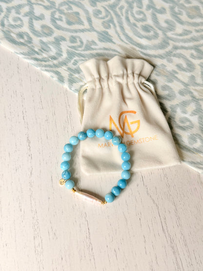 Larimar - Natural Pearl Bracelet