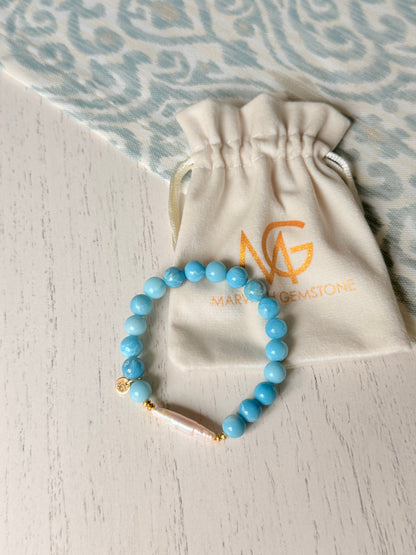 Larimar - Natural Pearl Bracelet