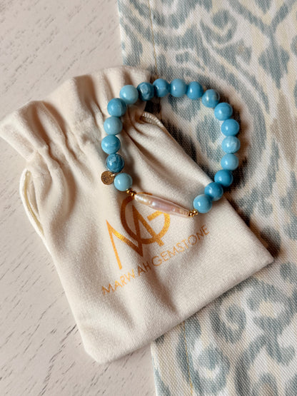 Larimar - Natural Pearl Bracelet