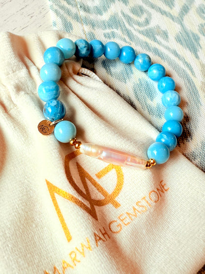 Larimar - Natural Pearl Bracelet