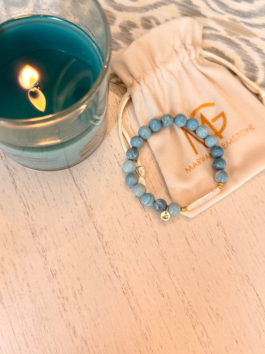 Larimar - Natural Pearl Bracelet