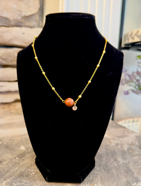 Plated Gold 18K Faceted Sandstone Necklace