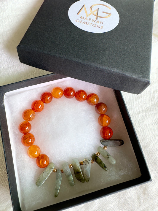 Fire Agate - Chipped Labradorite Bracelet