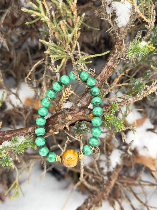 Malachite - Tiger Eye Bracelet With Hematite Spacers