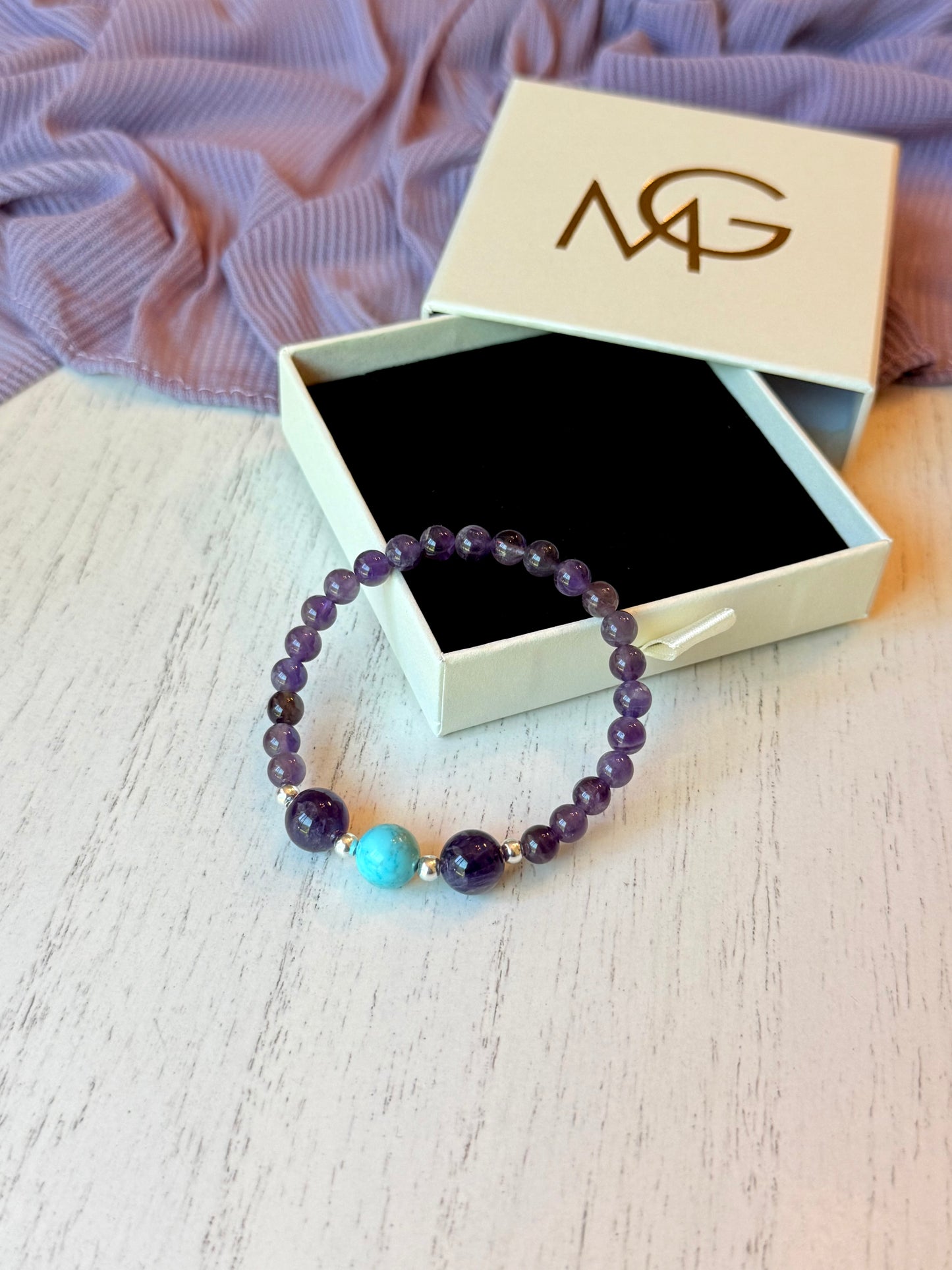 Amethyst - Turquoise Bracelets with Spacers