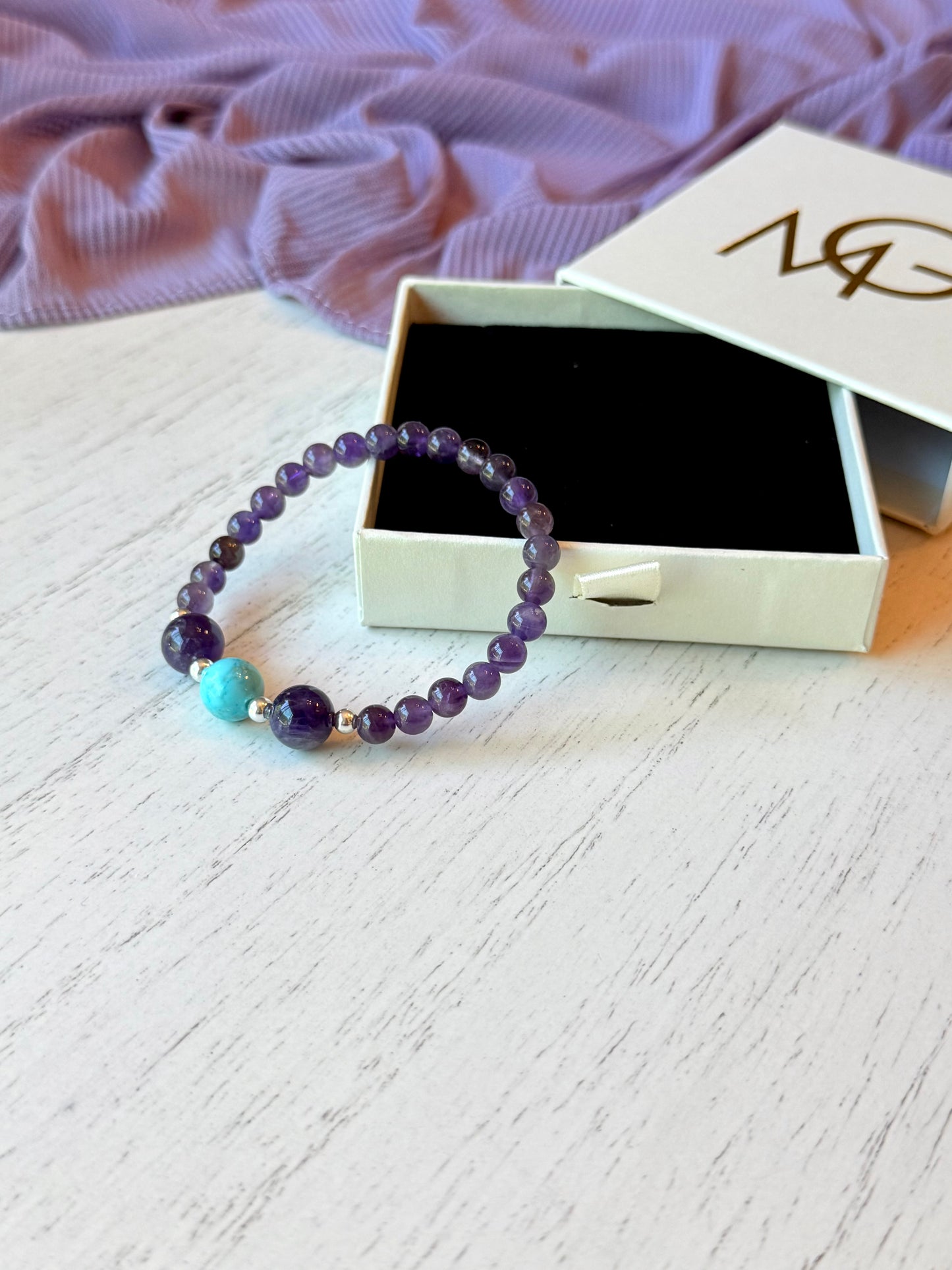 Amethyst - Turquoise Bracelets with Spacers