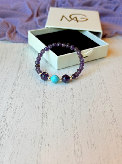 Amethyst - Turquoise Bracelets with Spacers