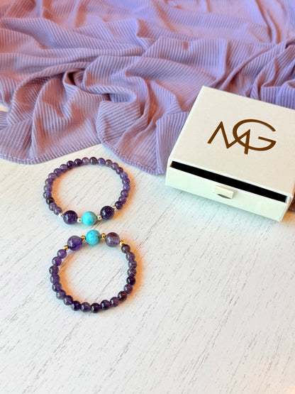 Amethyst - Turquoise Bracelets with Spacers