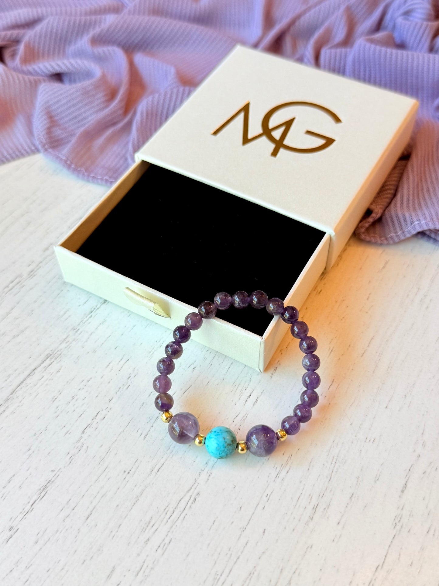 Amethyst - Turquoise Bracelets with Spacers