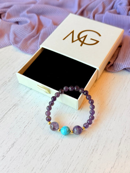 Amethyst - Turquoise Bracelets with Spacers
