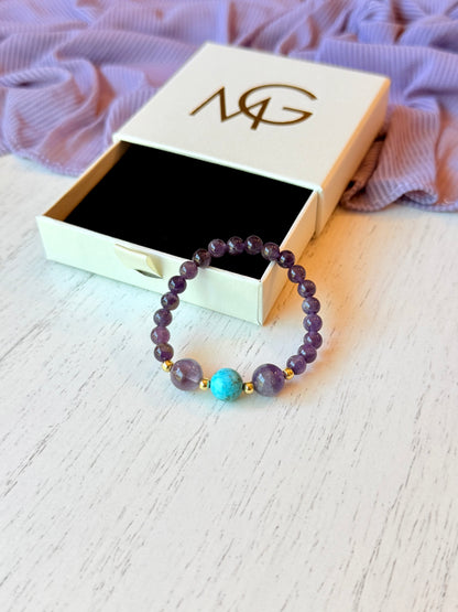 Amethyst - Turquoise Bracelets with Spacers