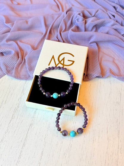 Amethyst - Turquoise Bracelets with Spacers
