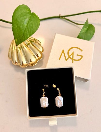 Natural Pearl Earrings with Swarovski Spacers