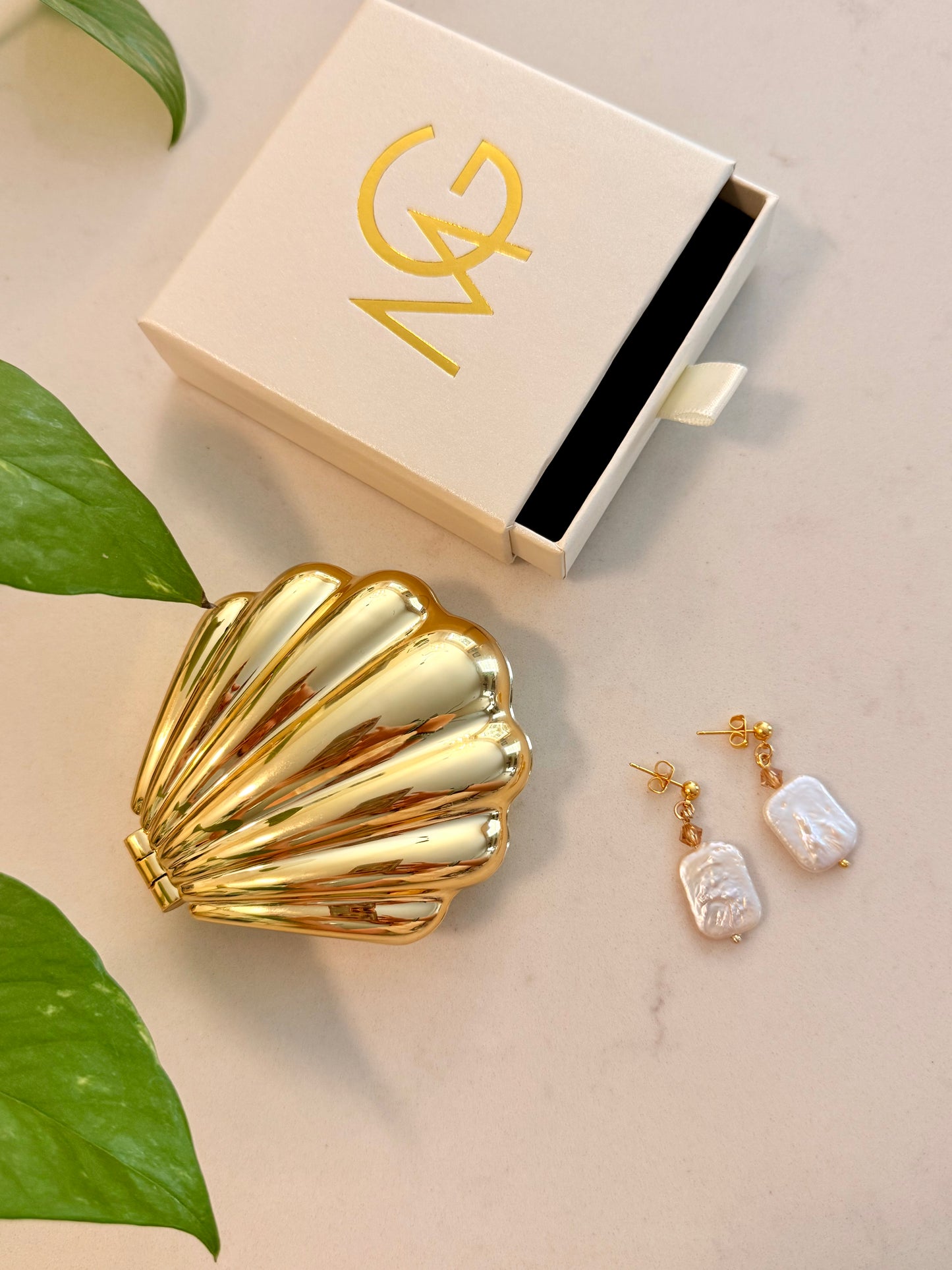 Natural Pearl Earrings with Swarovski Spacers