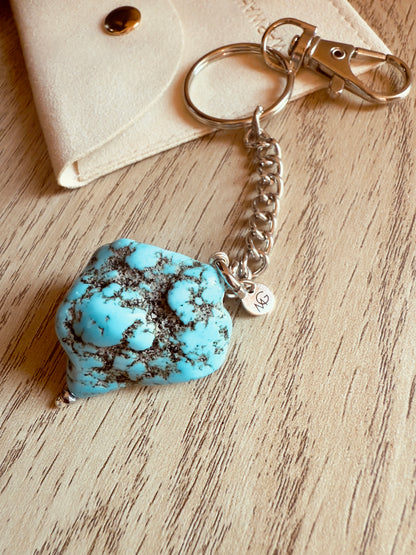 Raw Turquoise Keychain