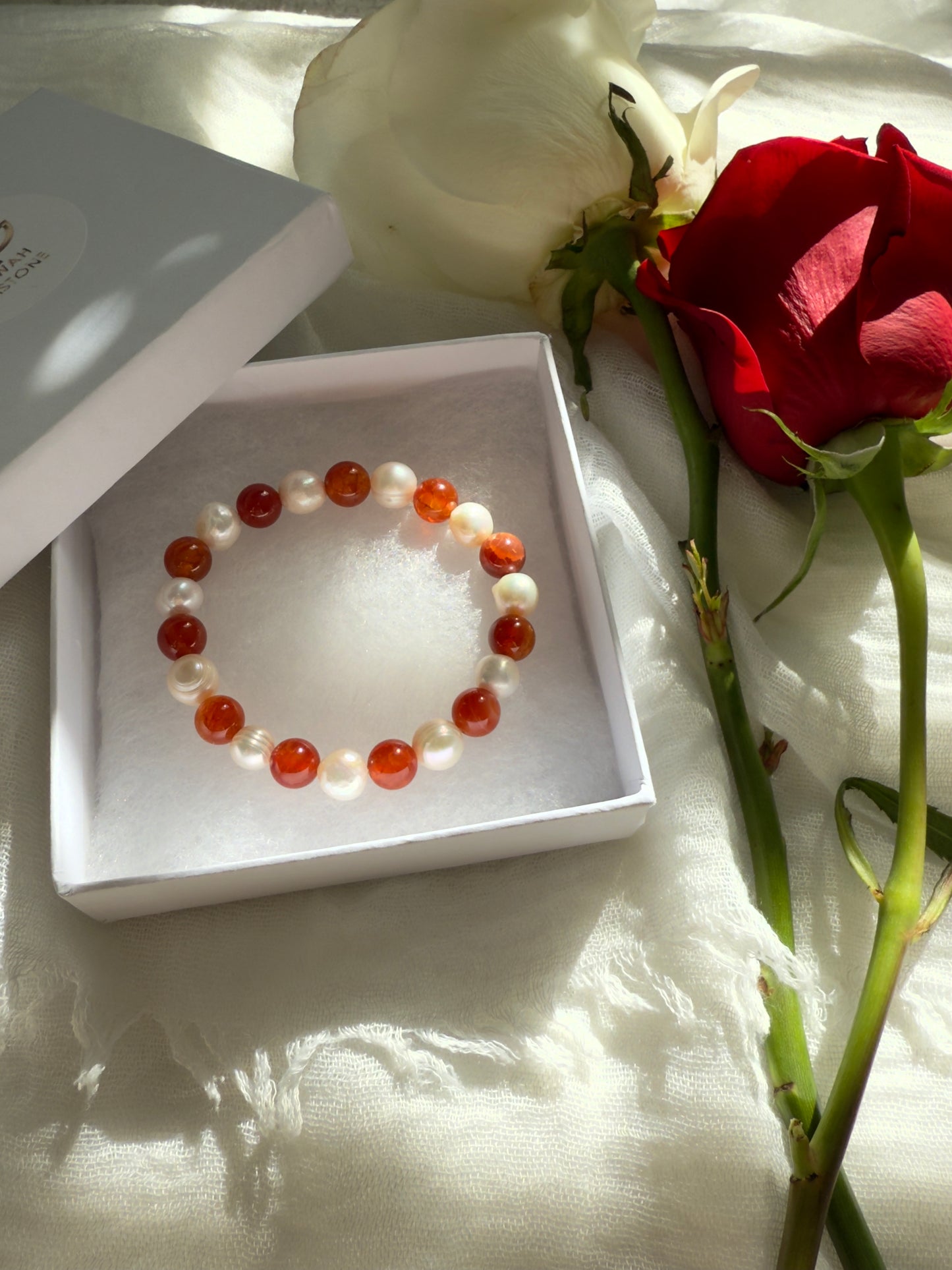 Red Agate - Natural Pearl 2 Bracelet Set