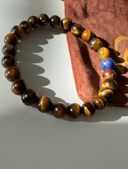 Tiger Eye And Lapis lazuli Bracelet of Men's Design