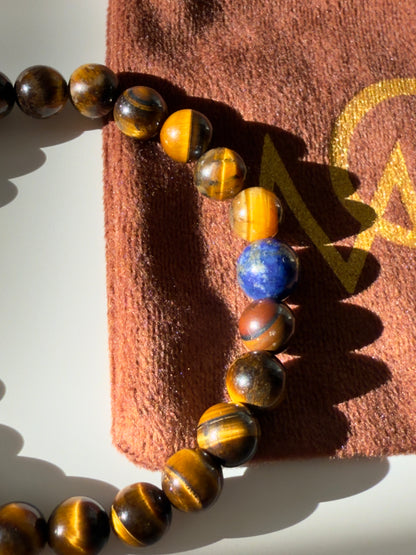 Tiger Eye And Lapis lazuli Bracelet of Men's Design