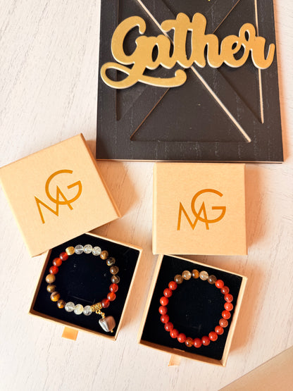 Red Agate - Agate - Citrine - Tiger Eye Bracelet Set