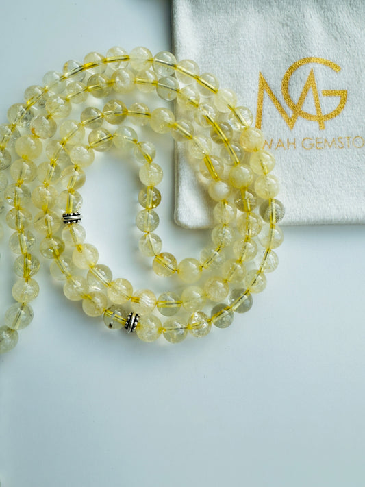 Citrine 99-Bead Misbaha With Silver 925
